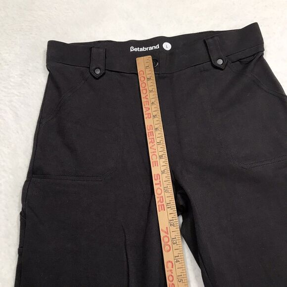 BETABRAND Pants Women's L 32x26 Slate Black 2 Pocket Utility Ankle Crop Yoga - Picture 13 of 16